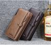 Mens Vintage Pu Leather Clutch Bag Casual Cell Phone Bag with Lanyard Multi-card Long Wallet Gift for Boyfriend Husband