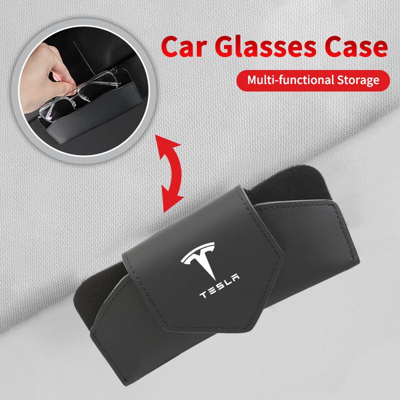 PAJL2 Car Valve Glasses Box Sun Visor Glasses Holder Sunglasses Case For Tesla Model 3 Model S Model X Model Y Roadster Bonina Coil