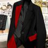 Women's Black Color Block Patchwork Blazer - 2025 New Stylish Light Luxury Suit