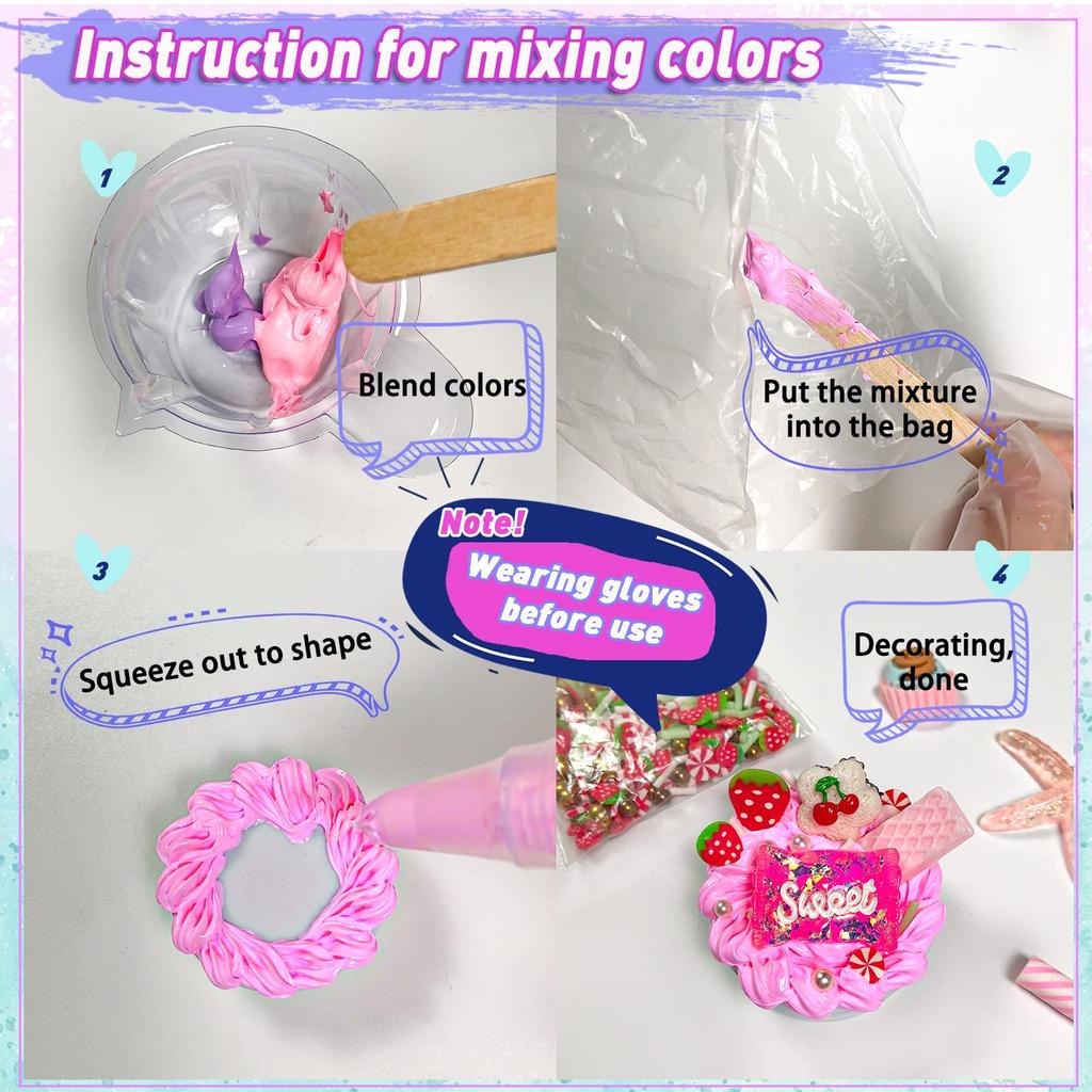 FUNSHOWCASE Deco Whip Set, DIY Parts, Deco Cream, Oshikatsu, Handmade Materials, 36-Piece Kit, Creamy Whip