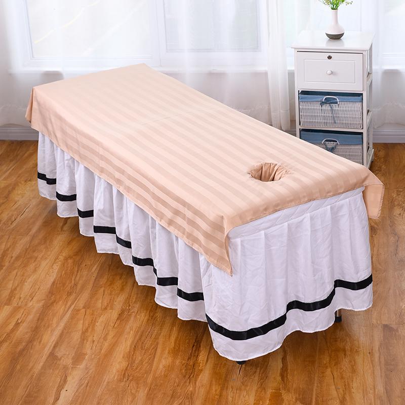 Wrinkle-Resistant Quick-Dry White Massage Bed Sheet with Face Hole - Mercerized Cotton, Washable for Beauty Salons