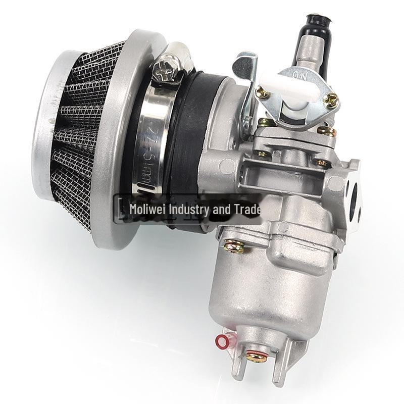 Аксессуары для мини-мотоциклов 49 куб. см: Небольшой спортивный внедорожник Leah с двухтактным двигателем, карбюратором и воздушным фильтром.