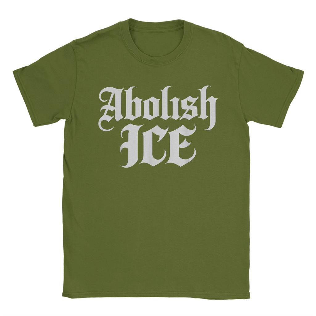 Anti ICE Retro English Vintage Old Text Style Abolish ICE TShirt Summer TShirts Men Cotton O Neck Plus Size Tees Retro Tops