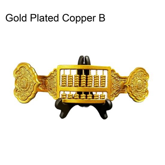 Mini Brass Abacus Ruyi Decoration Vintage Chinese Ruyi Golden Abacus Math Calculating Tool Sculpture Feng Shui Decoration Home Office Desktop Ornament