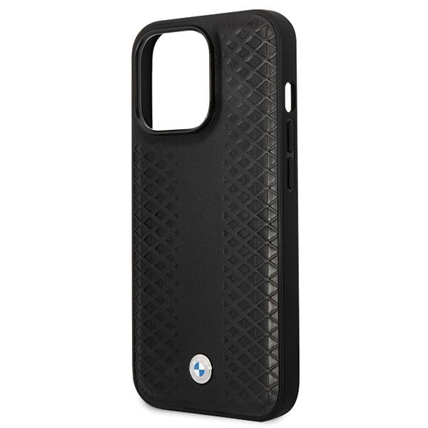 Etui do iPhone 14 Pro BMW Skórzane Wzór Diament Czarne