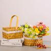 Brown Handheld Woven Flower Basket with Handle Decorative Baskets Gift Storage Basket
