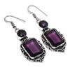 Натуральный Аметист Драгоценный Камень 925 Стерлинговое Серебро Ювелирное Изделие Серьга 2.17" e4L59
