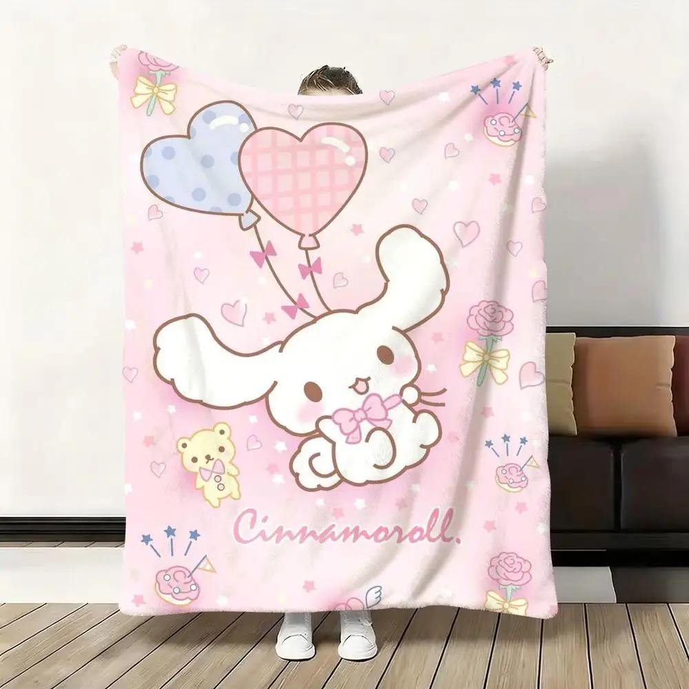 Sanrio Синнаморолл Плед Фланелевый Пушистый Мягкий Одеяло Теплое Для Кожи Плед для Дивана Кровати Офиса Дневного Сна Зима
