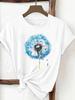 (Asian Size) Print Trend Watercolor Plant Trend Tee Top Women Woman Fashion Clothing T Shirt Female Short Sleeve Graphic T-shirts