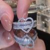 Love Zircon Square Luxury Heart Rings For Women Men Stylish Wedding Party Jewelry Fashion Gift