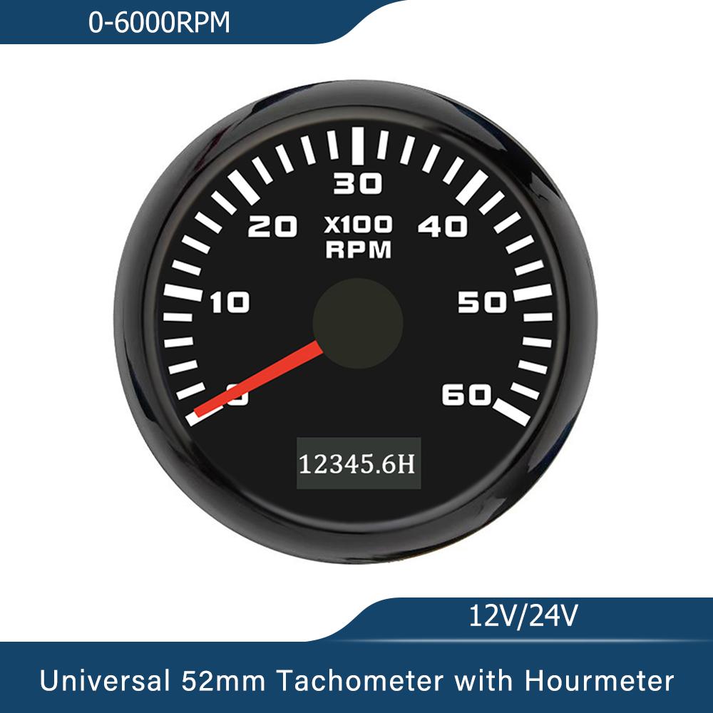 New Universal 52mm Tachometer RPM Meter 0-3000RPM 4000RPM 6000RPM 7000RPM 8000RPM with Backlight 9-30V for Car Boat Yacht