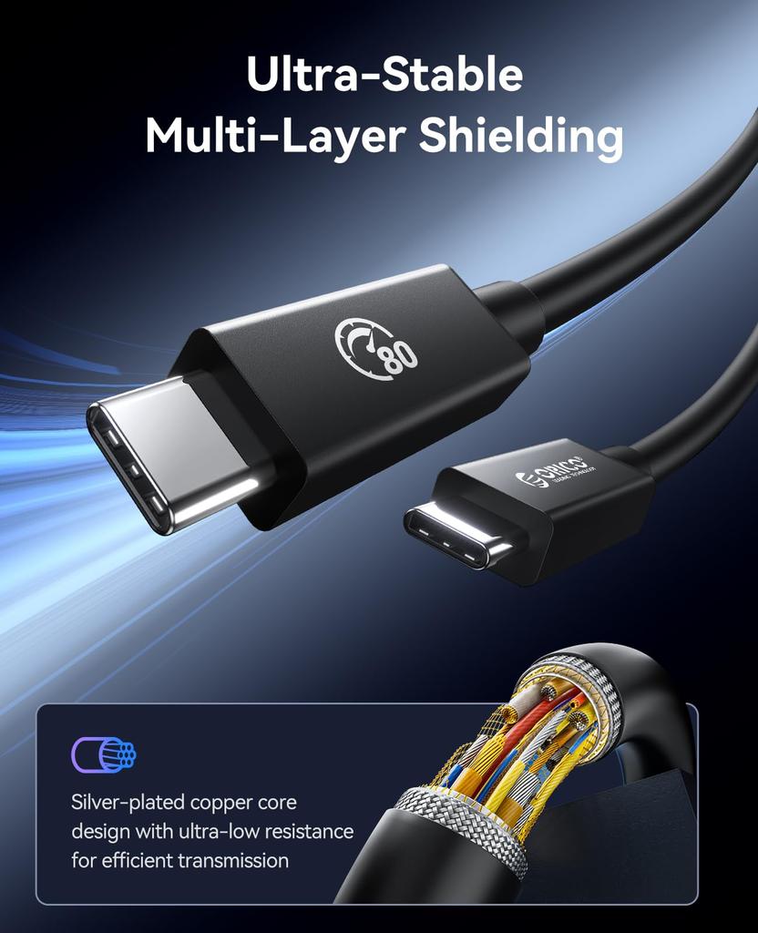 Двунаправленный 80 Гбит/с Однонаправленный 120 Гбит/с Двойной видео 240 Вт Быстрая 2 м Кабель USB-C, совместимый с устройствами Thunderbolt USB4, Поддержка 8K@60 Гц, Зарядка,