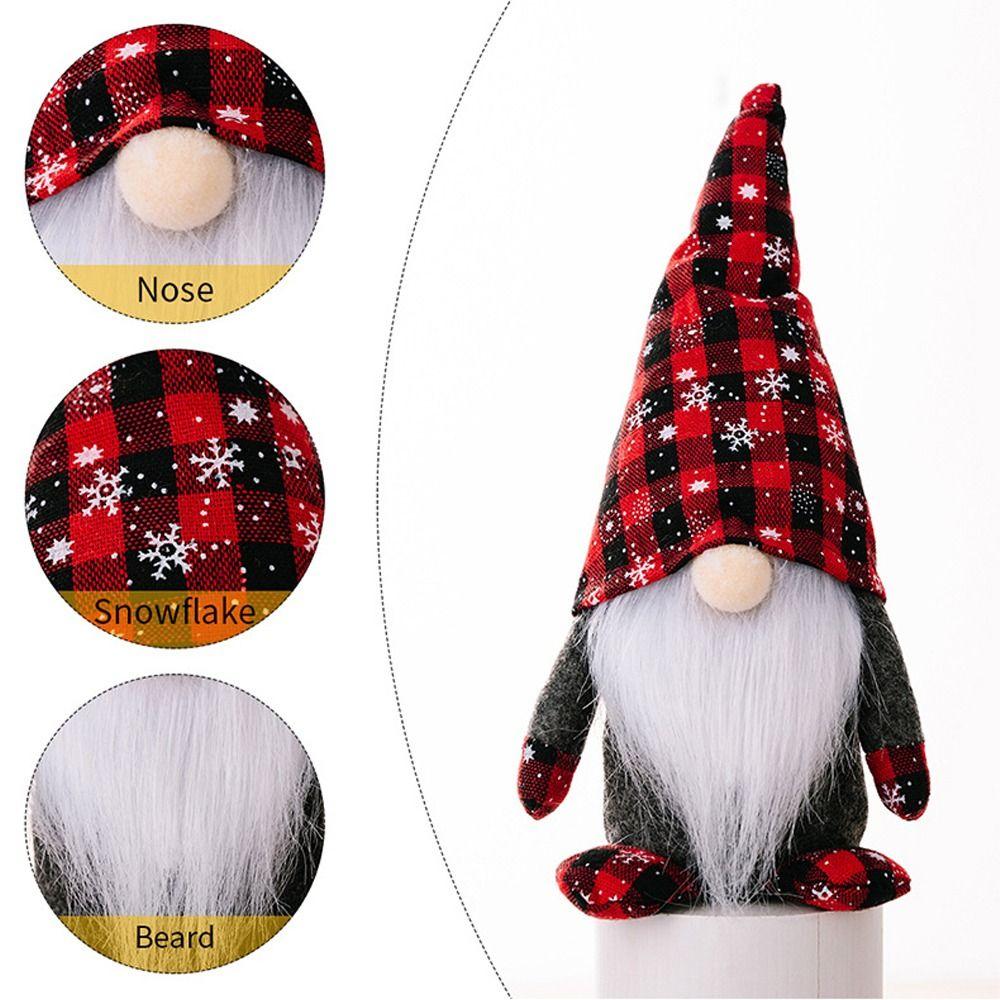 Cute Christmas Checkered Gnome Doll Red Black Christmas Rudolf Doll  New Year Festival Gifts