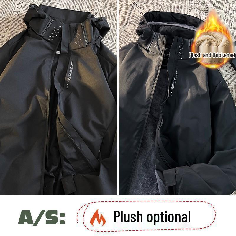 Унисекс куртка-спецовка с капюшоном Kamiya River Black Warrior - бархатный утолщенный хлопок