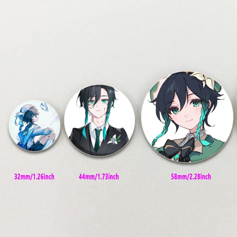 32/44/58 мм мультяшная фигурка Venti Jean HD принт брошь аниме значок Genshin Impact круглая витрина броши значки на лацкан ювелирные изделия подарочный аксессуар