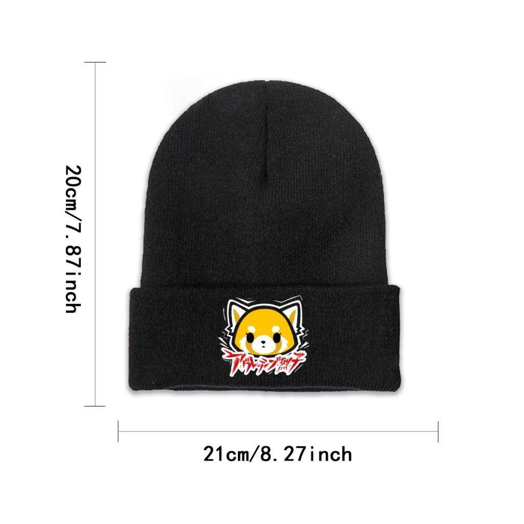 Aggretsuko Knitted Hat Beanie Autumn Winter Hats Warm Color Retsuko Anime Panda Death Metal Cap Unisex Women Gift