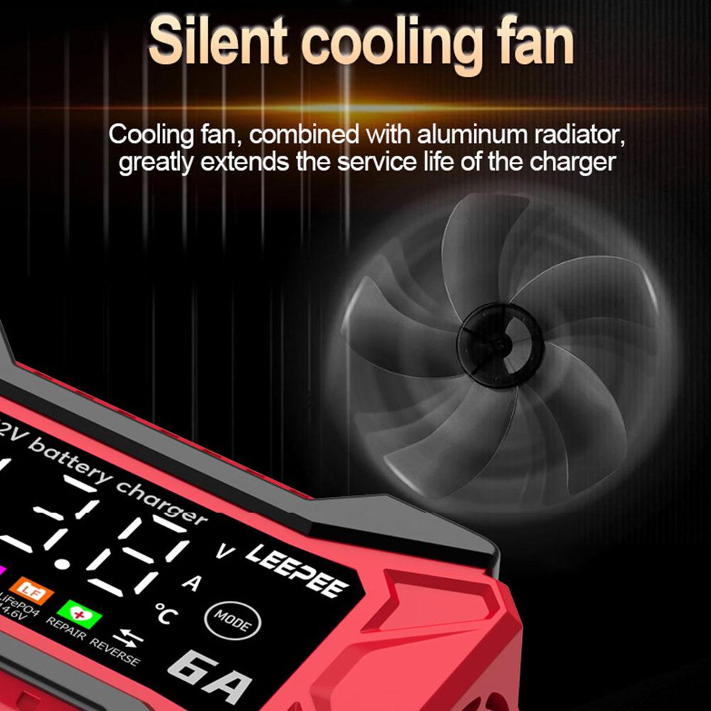 Защита от перенапряжения Внедорожник Мотоцикл Грузовик Обнаружение напряжения и температуры Автомобильное зарядное устройство для аккумулятора 12В 6А Интеллектуальное импульсное восстановление 2025 Цифровой ЖК-дисплей