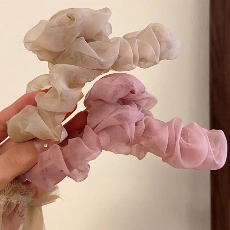 Сетчатая плиссированная заколка для волос для женщин, корейская простая элегантная темпераментная заколка в виде акулы, заколка для волос для девочек, новый головной убор, аксессуар для волос во французском стиле, заколка в виде акулы