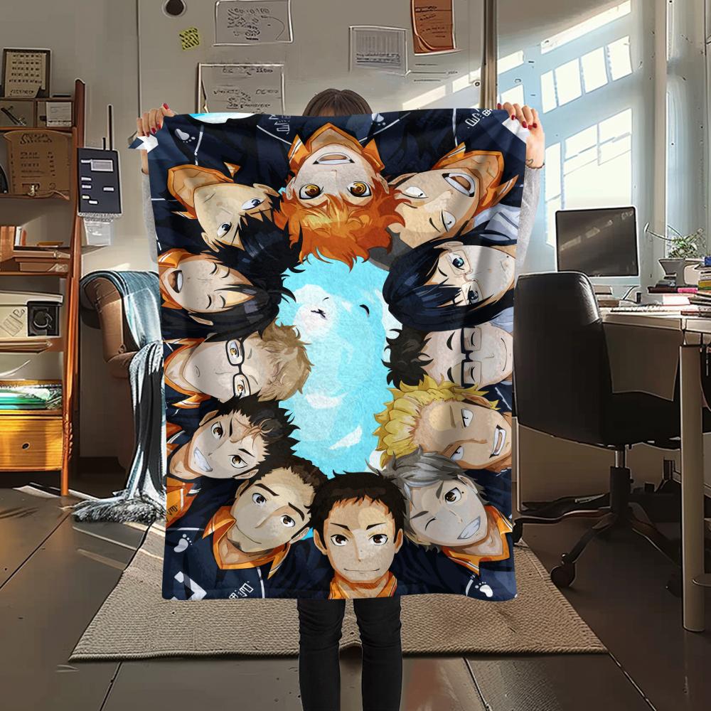 1Pc Haikyu!! Anime Print Flannel Blanket, High quality Comfortable for All Seasons, Home Decor, Warmth and Comfort, Perfect for Christmas Gifts 53