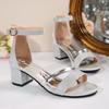Fashion Women Sandals 2024 Summer New Fashion Sexy Medium High Heel Outdoor Sandals Elegant Casual Comfortable Wedding Shoes for Women