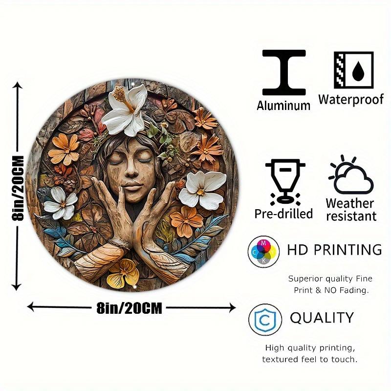 Круглый деревянный знак 20x20 см, искусственный деревянный резной расписной круглый венок, украшение для общежития, мужские подарки, украшение в стиле хиппи