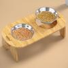 Деревянные высокие миски для кошек и щенков с подставкой, регулируемые высокие миски для корма для кошек, держатель для воды, кормушка для кроликов для мелких и средних домашних животных
