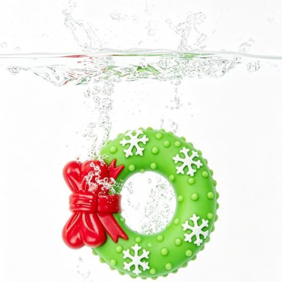 Puppy Teething Relief Supplies Christmas Dog Squeaky Chew Toys, Teeth Cleaning Interactive Pet Holiday Themed Anxiety Toys Balls with Candy
