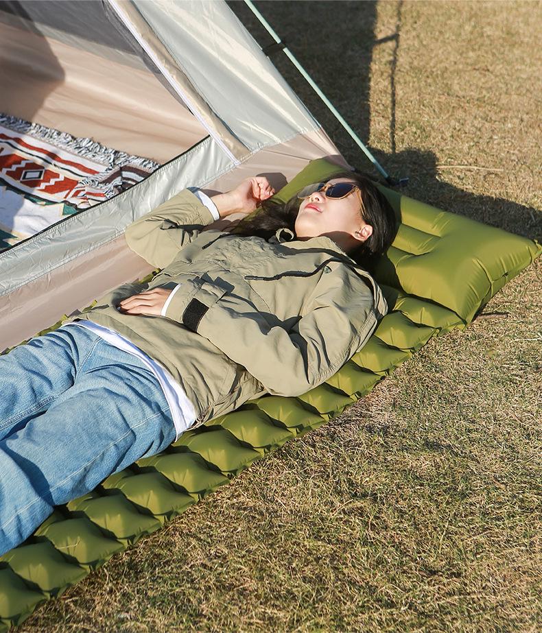 Inflatable Moisture-Proof Camping Sleeping Pad with Splicing Double Mattress Feature