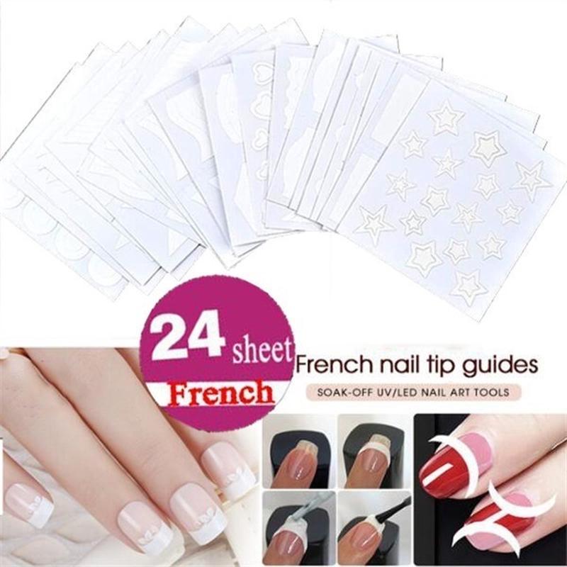 Трафарет для маникюра, трафарет для французского маникюра 24 листа