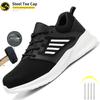 Men Work Sneakers Steel Toe Shoes Light Breathable Safety Shoes Puncture-Proof Boots Fashion Indestructible Footwear Security
