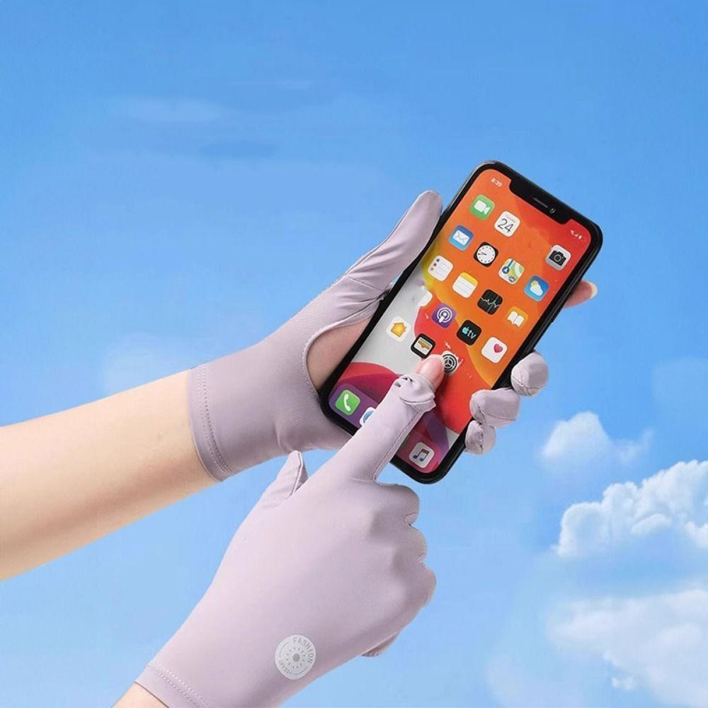 1 пара тонких солнцезащитных перчаток из ледяного шелка, защита от УФ-лучей, перчатки для велоспорта и вождения, женские, для девочек