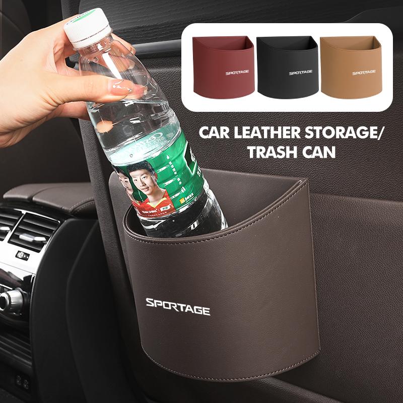 For KIA Leather Car Door Trash Bins Organizer Rubbish Storage Barrel Stonic Picanto Sorento Stinger Soul Spectra Carens