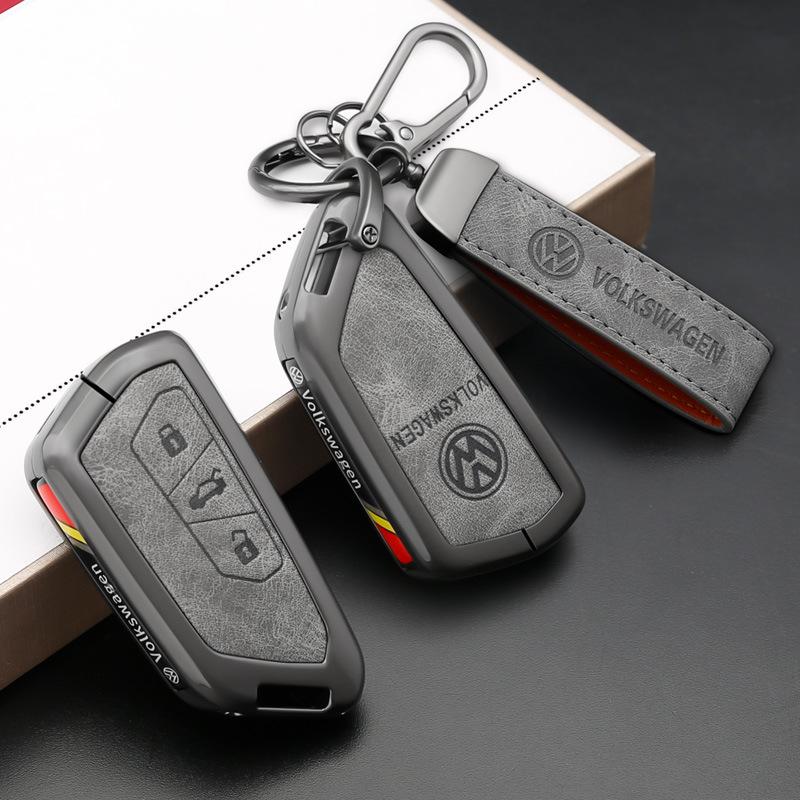 T26Leather Car Smart Remote Key Case Cover Protection Shell For VW Volkswagen