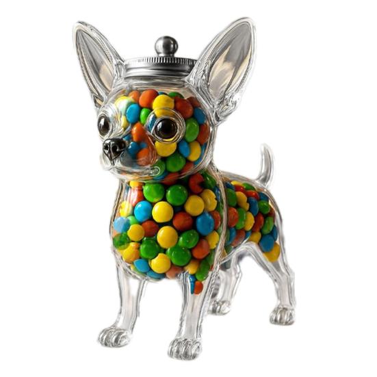 Chihuahua Dog Treat Glass Jar Airtight Snack Storage Container Pet Snack Holder Reusable Transparent Glass Candy Jar