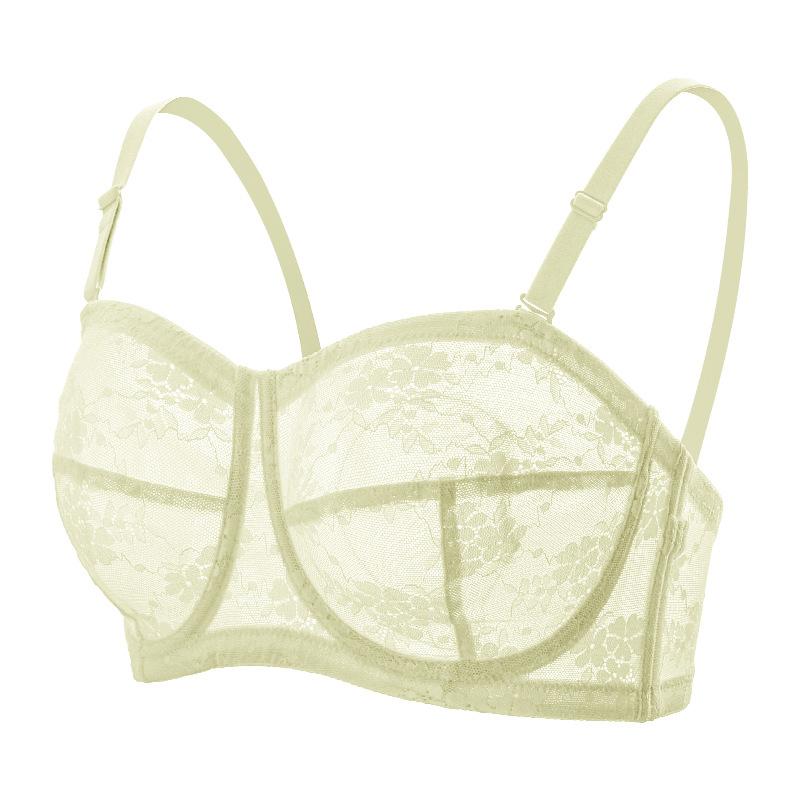 Large Size Women Gathered Minimizer Bra Invisible Summer Ultra Thin Lingerie Wireless Brassiere Strapless Underwear Tops