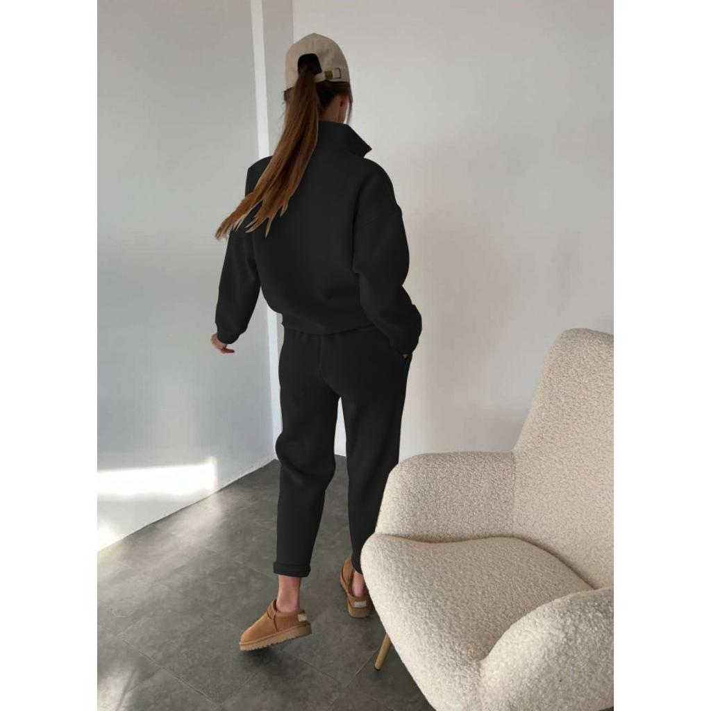 Весенне-осенний женский модный худи с воротником на пуговицах и свободные брюки, комплект худи