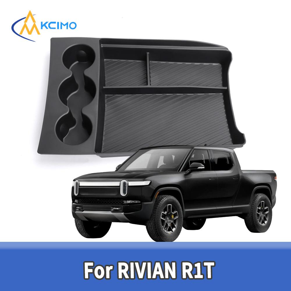 zkfan8 TPE Center Console Lower Layer Storage Box for RIVIAN R1T Car Central Tray Organizer Interior Tidying Practical Auto Accessories