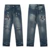 M42 Men's and Women's American Style Trendy Jeans with Fabric Patches, Holes, Embroidery, Casual and Fashionable High Street Pants