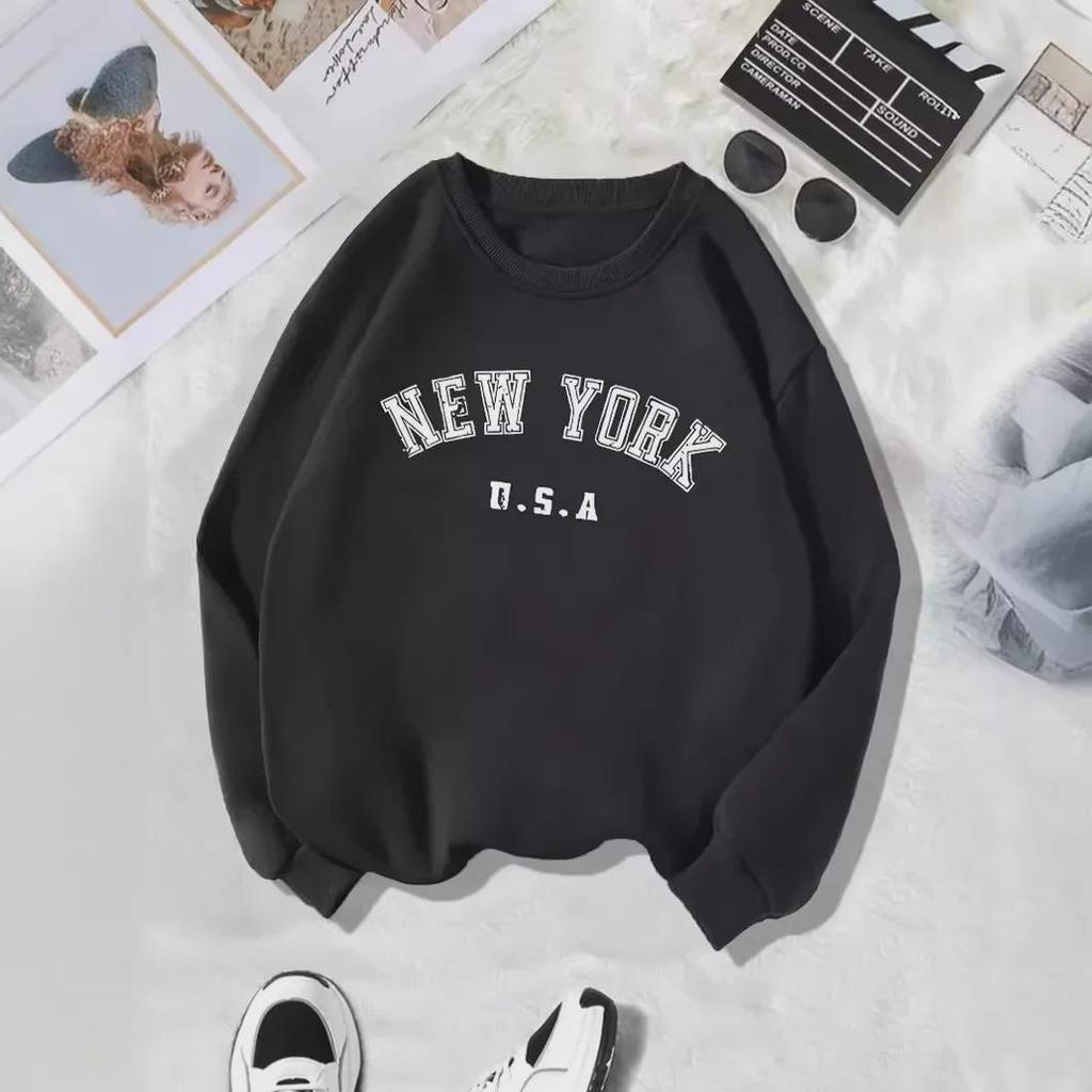 Женская бархатная толстовка с принтом New York Letter - Коллекция Осень/Зима