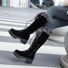 Fretwork Heels Velvet Zip Over-the-Knee Boots Winter Round Toe Fur Med Solid Women Winter Shoes Yellow Knee High Boots