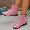 Модные ботильоны для женщин 2024 осень-зима новый стиль блестящие модные женские ботинки повседневные и универсальные ботинки на платформе с застежкой-молнией сзади