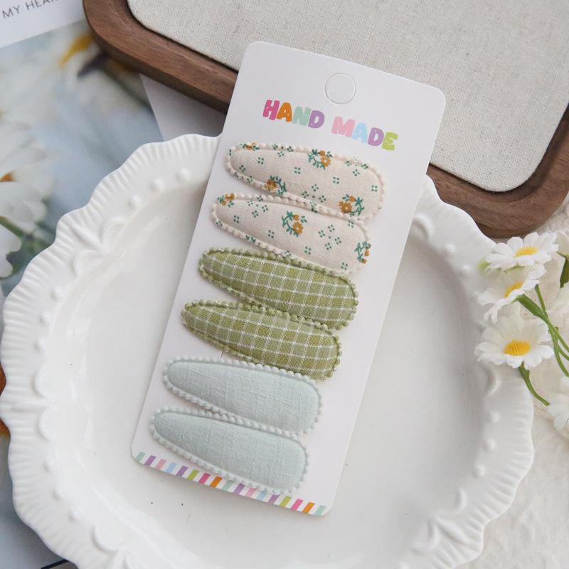 6 шт./набор Милый цветочный хлопковый набор заколок для волос Клетчатые тканевые банты для девочек, младенцев, детей Аксессуары для волос Завершающие челку Детские головные уборы