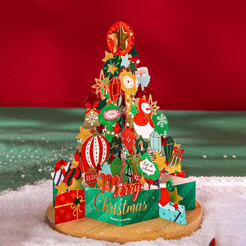 Christmas Three-Dimensional Greeting Card Bronzing Town Cardboard Advanced Sense Thank You Small Card Simple Modern Gift