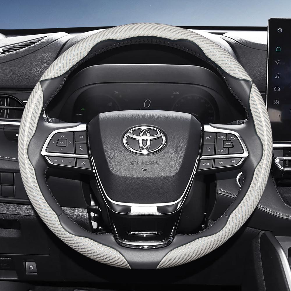 Suitable for Toyota Carbon Fiber Texture Steering Wheel Cover with Segmented Quick-Release Design, Durable, for Rav4 Hilux Camry, Yaris Corolla Cross