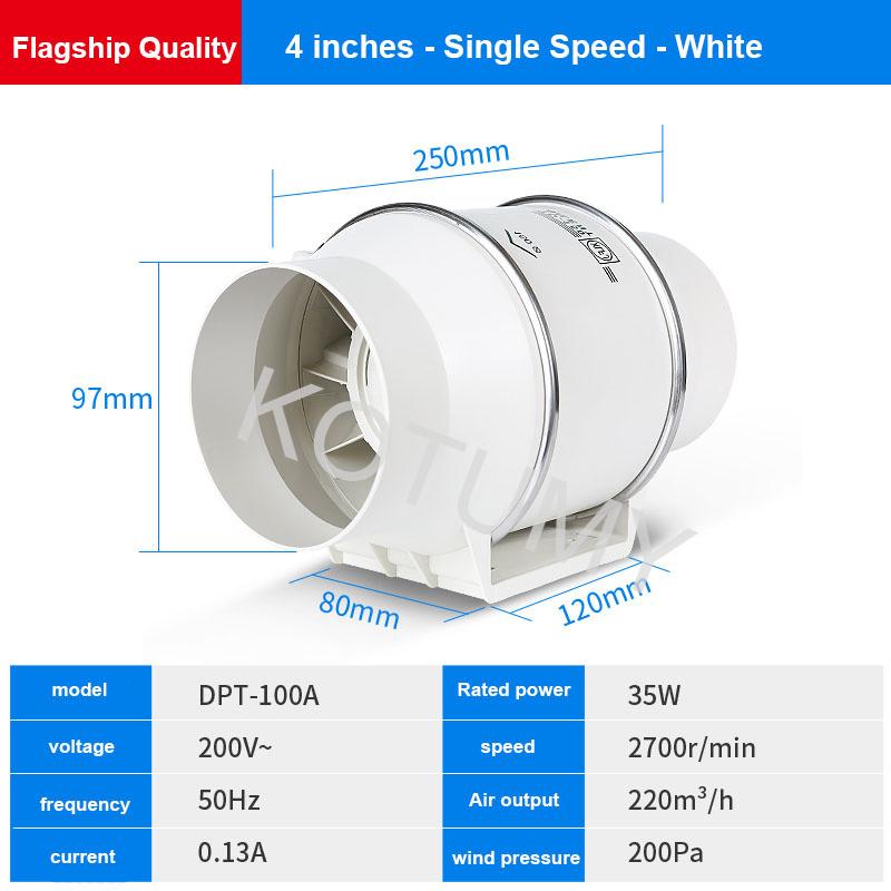 3/4/5/6/8 Inch Exhaust Fans Home Inline Pipe Duct Extractor Ventilation Kitchen Toilet Air Clean Ventilator Diagonal Flow Fan