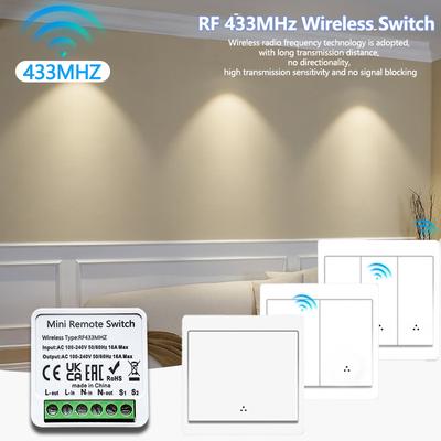 Беспроводной умный настенный выключатель света 433 МГц 1/2/3 клавиши панель с дистанционным управлением AC100–240 В наклейка для светодиодных ламп домашняя автоматизация