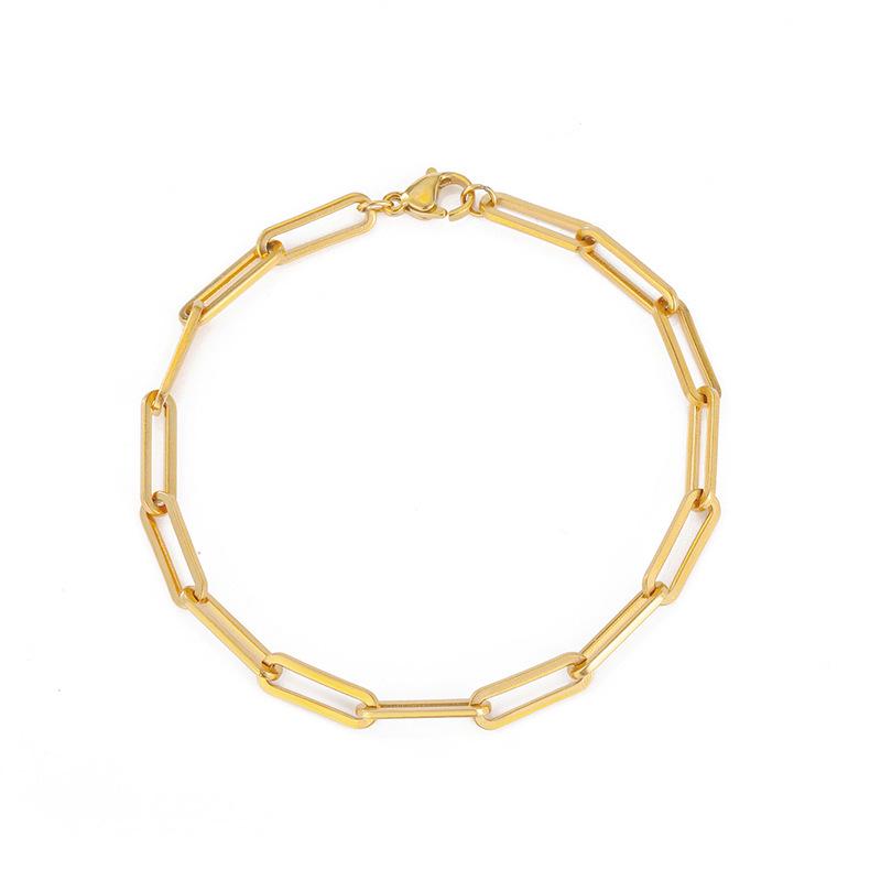 European & American Style Gold-Plated Stainless Steel Women's Chain Bracelet