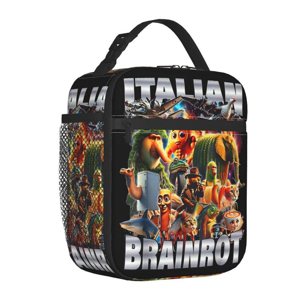 Types Of Italian Brainrot Meme Character Insulated Lunch Bag Large Cooler Bag Tote Lunch Box College Travel Food Handbags