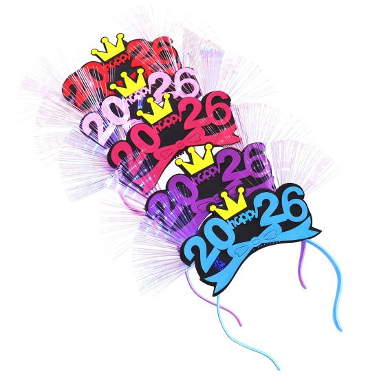 2026 Новогодняя вечеринка Ободок Сверкающий Светодиодный Светящийся Головной убор для Рождества Кануна Нового года Праздничные Мероприятия Вечеринки Празднование