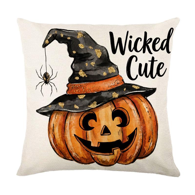 Halloween Pillow Covers Pumpkin Ghost Print Couch Throw Pillow Case Cushion Cover for Sofa Bed Holiday Decor 45x45cm